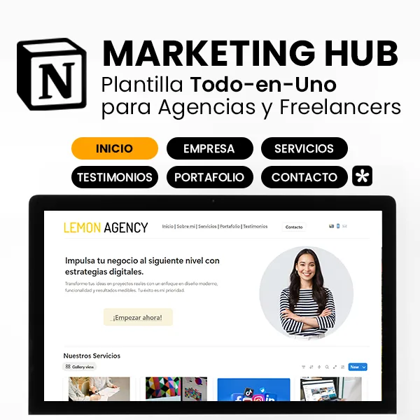 Marketing Hub - Plantilla de Notion por Mariana Medina